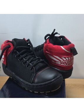 Black and Red Sneakers with Durable Rubber Sole